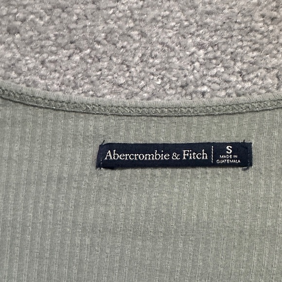 Abercrombie & Fitch Ribbed Long Sleeve Top in Sage Green - Picture 2 of 4